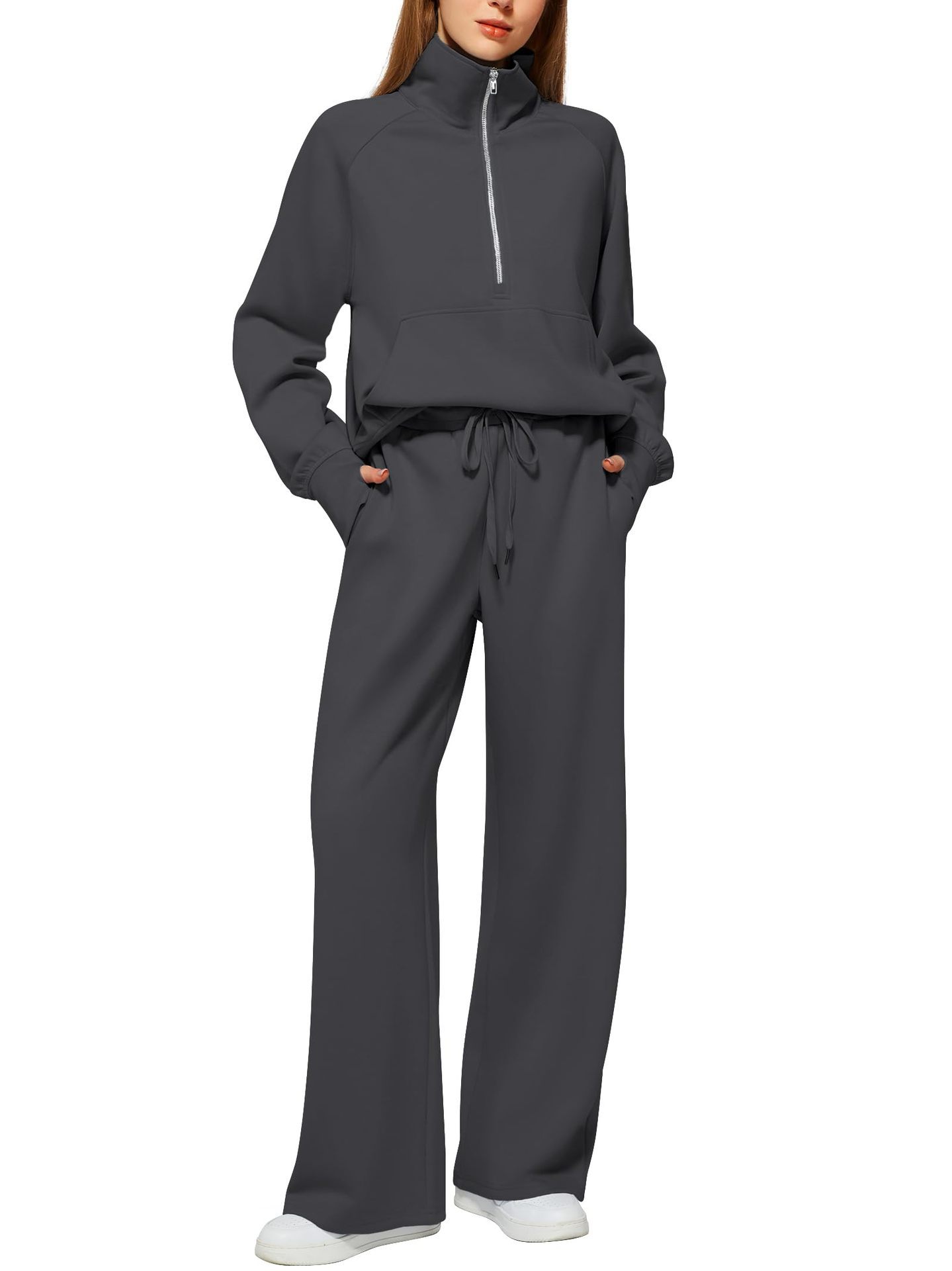 Women’s Half-Zip Sweatshirt & Wide-Leg Pants Set