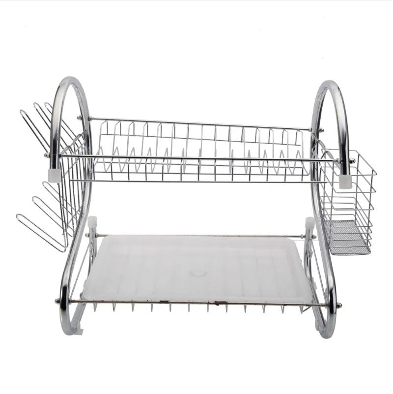 2-Tier Stainless Steel Dish Drying Rack with Drain