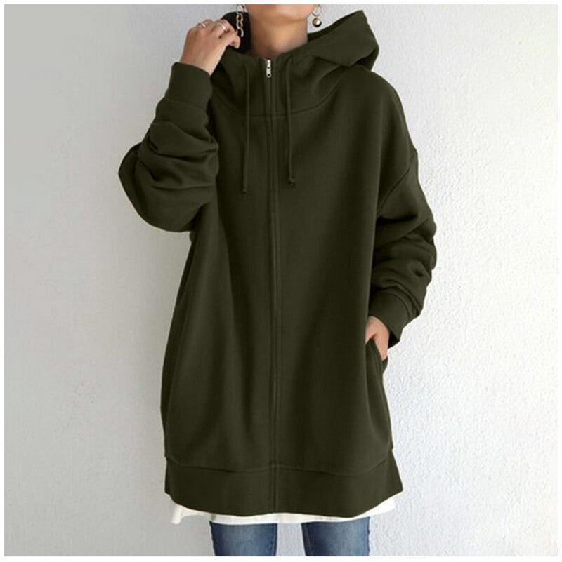 Oversized Women’s Hooded Long Sweatshirt Coat