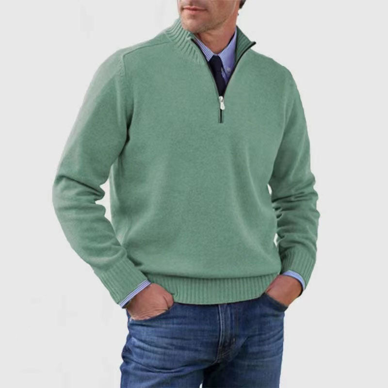 Men's Stand Collar Zipper Sweater Winter