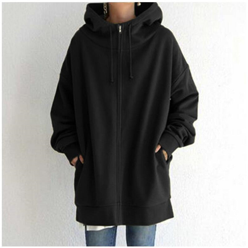 Oversized Women’s Hooded Long Sweatshirt Coat