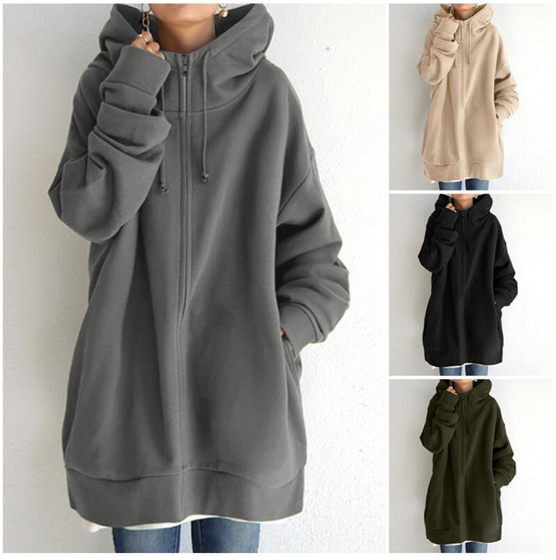 Oversized Women’s Hooded Long Sweatshirt Coat