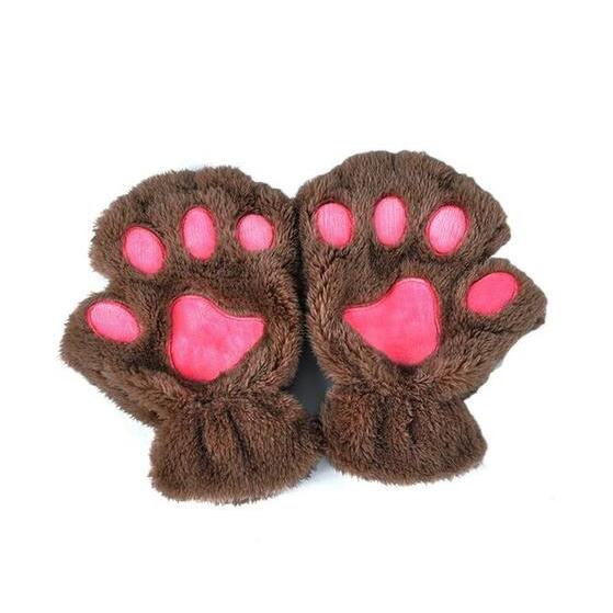 Winter Lovely Half-Cover Paw Cat Claw Gloves