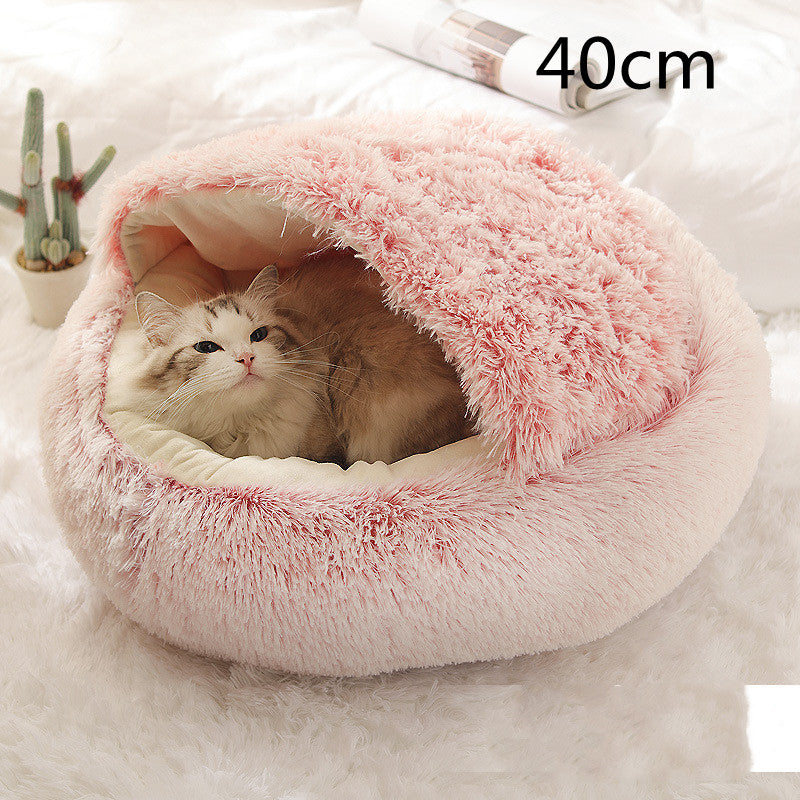 2-in-1 Plush Pet Bed for Dogs & Cats