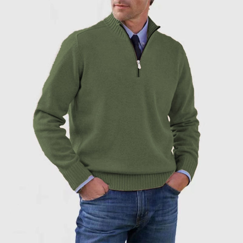 Men's Stand Collar Zipper Sweater Winter