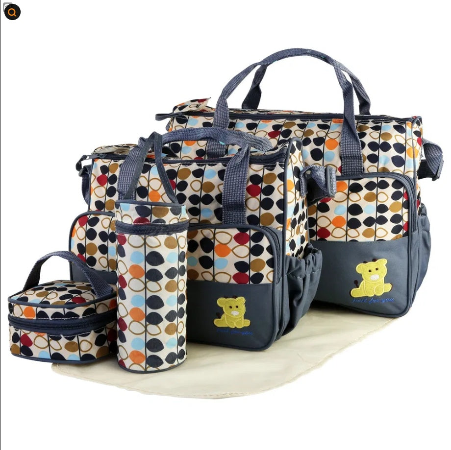 5PCS Baby Nappy Diaper Bag Set