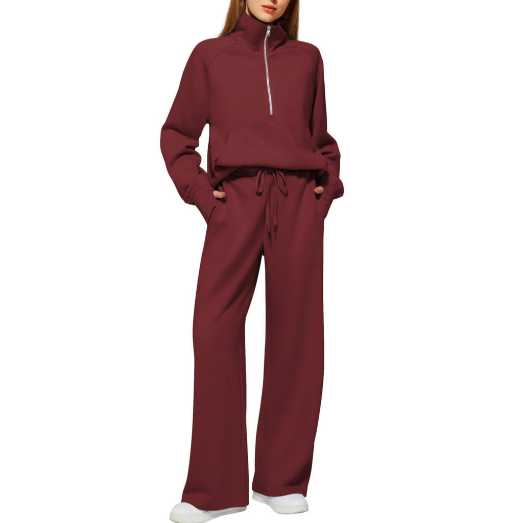 Women’s Half-Zip Sweatshirt & Wide-Leg Pants Set