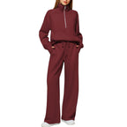 Women’s Half-Zip Sweatshirt & Wide-Leg Pants Set