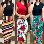 Printed Office Midi Pencil Dress for Women