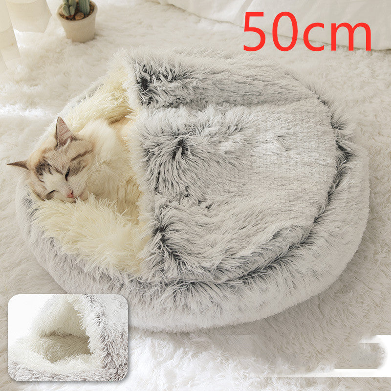 2-in-1 Plush Pet Bed for Dogs & Cats