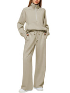 Women’s Half-Zip Sweatshirt & Wide-Leg Pants Set