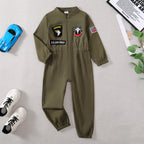 Toddler Boys Pilot Jumpsuit – Army Green Birthday