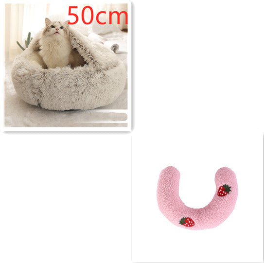 2-in-1 Plush Pet Bed for Dogs & Cats