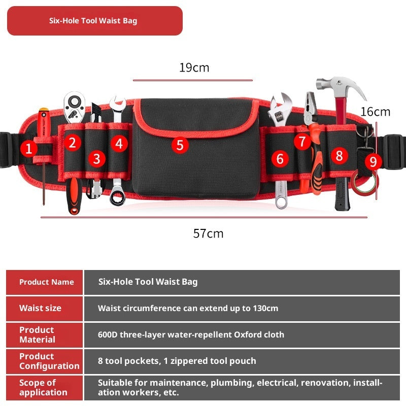 Multifunctional Oxford Cloth Wide Belt Repair High-altitude Work Long Waist Bag