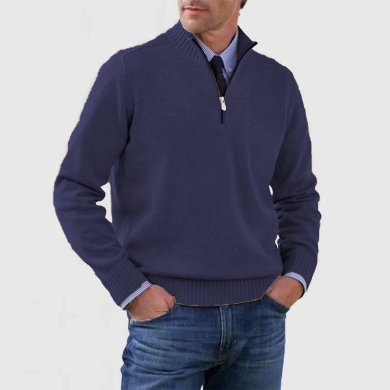 Men's Stand Collar Zipper Sweater Winter