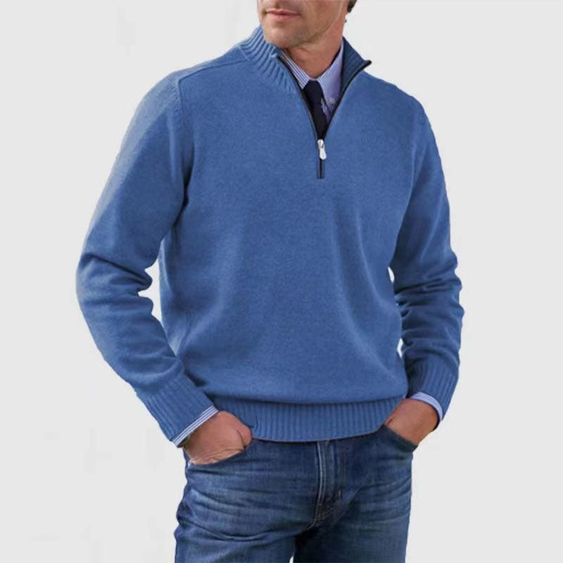 Men's Stand Collar Zipper Sweater Winter