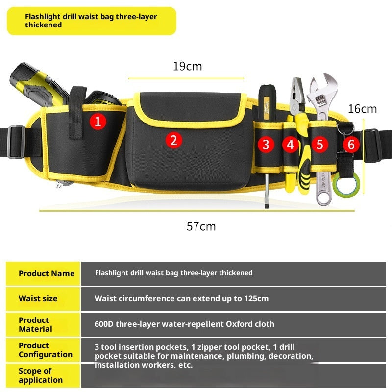 Multifunctional Oxford Cloth Wide Belt Repair High-altitude Work Long Waist Bag