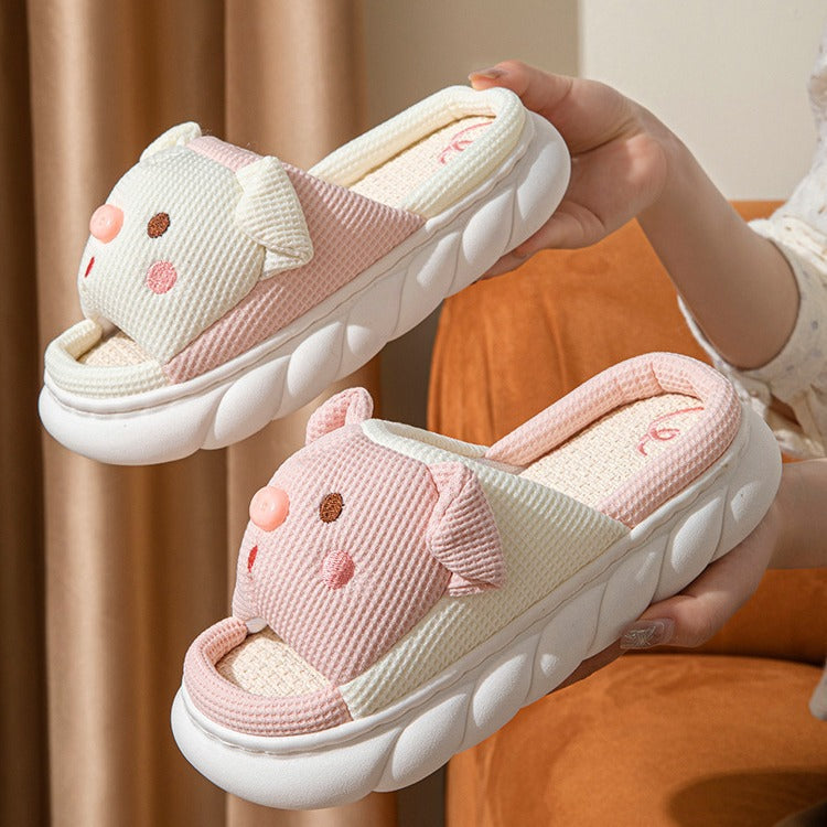 Cute Piggy Open-Toe Home Slippers
