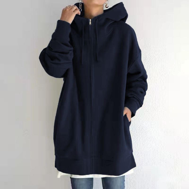 Oversized Women’s Hooded Long Sweatshirt Coat