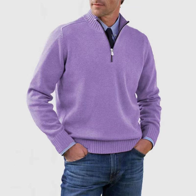 Men's Stand Collar Zipper Sweater Winter