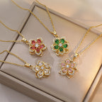 Rhinestone Flower Rotatable Necklace