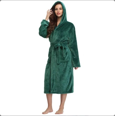 Plush Oversize Winter Flannel Bathrobe for Women