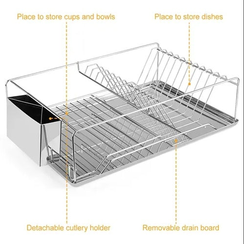 Stainless Steel Dish Drying Rack & Cutlery Holder