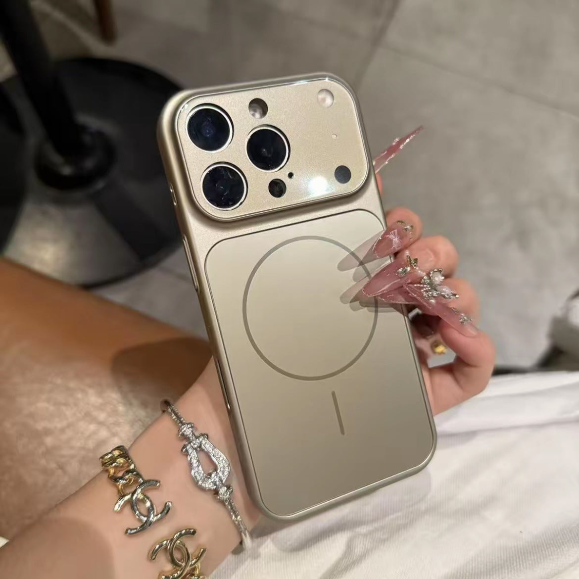 Solid Color Magnetic Frosted Glass Phone Case