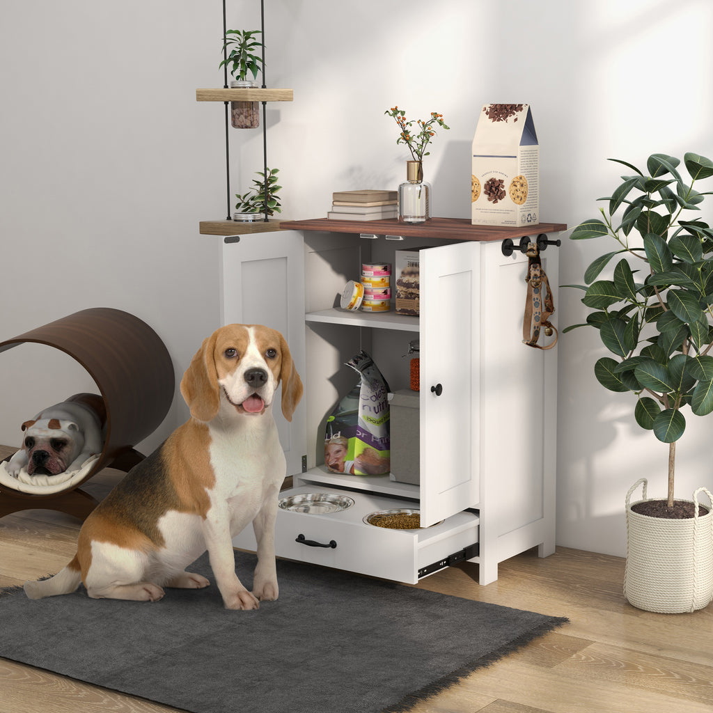 Pet Feeding Station with Storage Cabinet