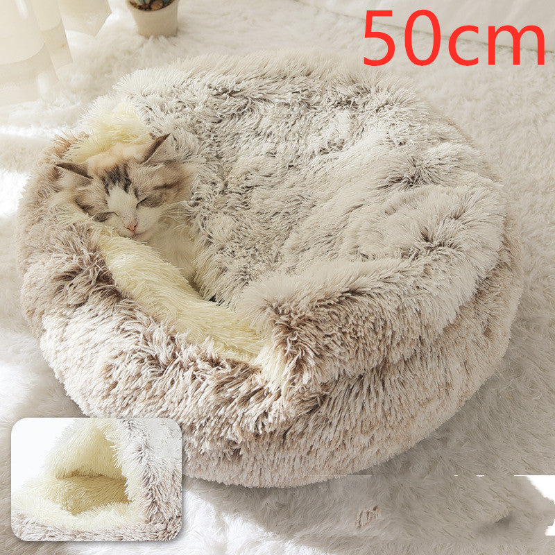 2-in-1 Plush Pet Bed for Dogs & Cats