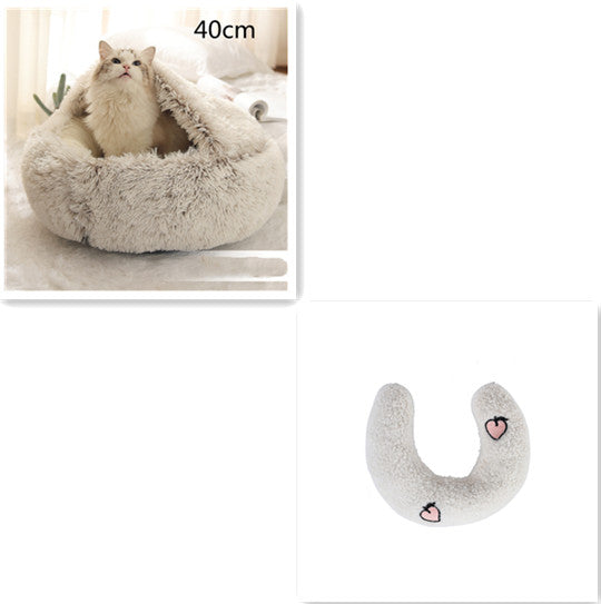 2-in-1 Plush Pet Bed for Dogs & Cats