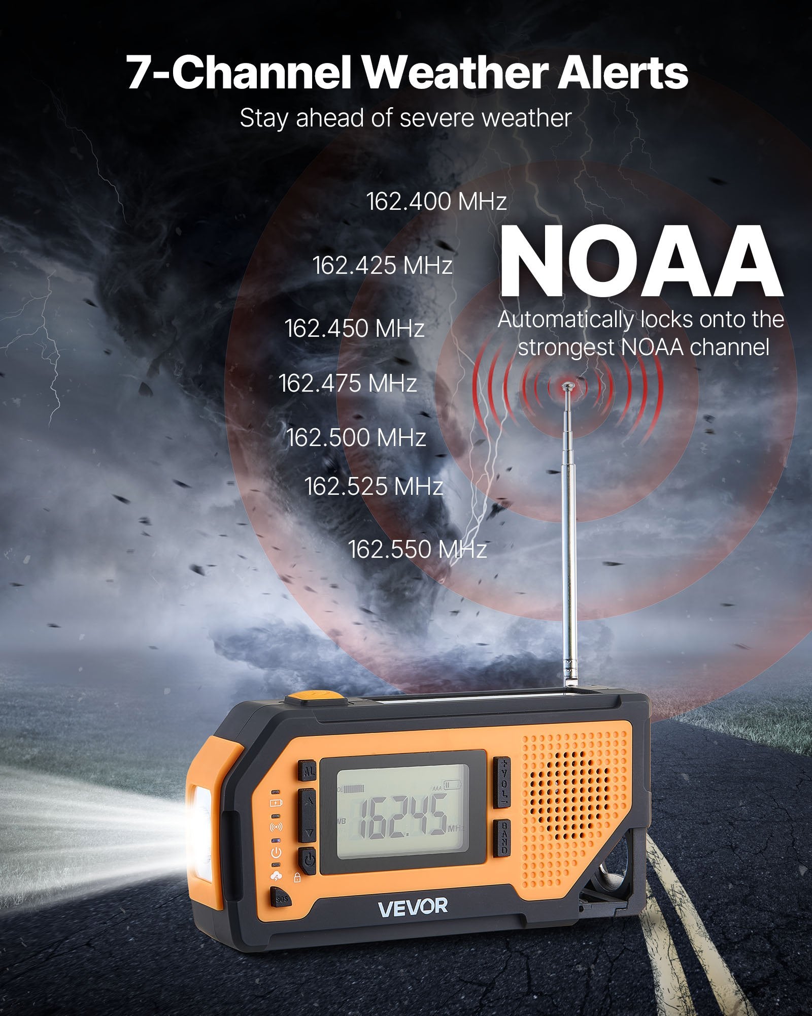 Emergency Weather Radio with Solar & Hand Crank