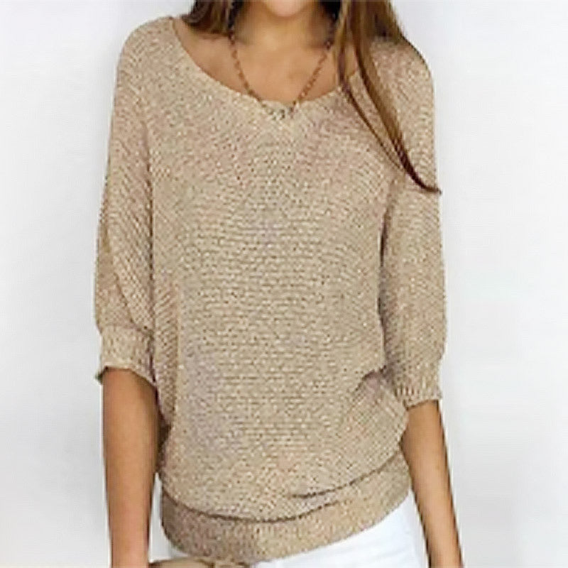 Women’s Three-Quarter Sleeve Knitted Pullover