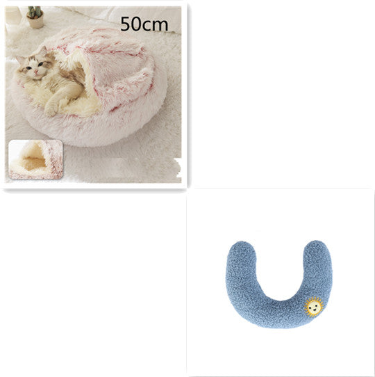 2-in-1 Plush Pet Bed for Dogs & Cats