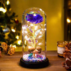 Eternal Rose LED Light – Foil Flower in Glass Dome