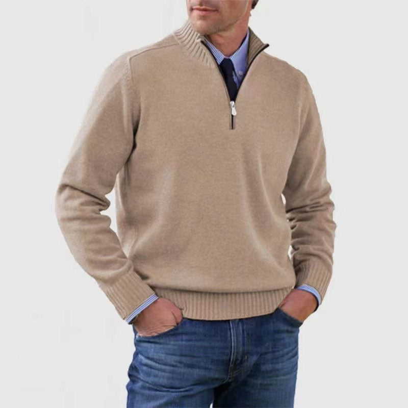 Men's Stand Collar Zipper Sweater Winter