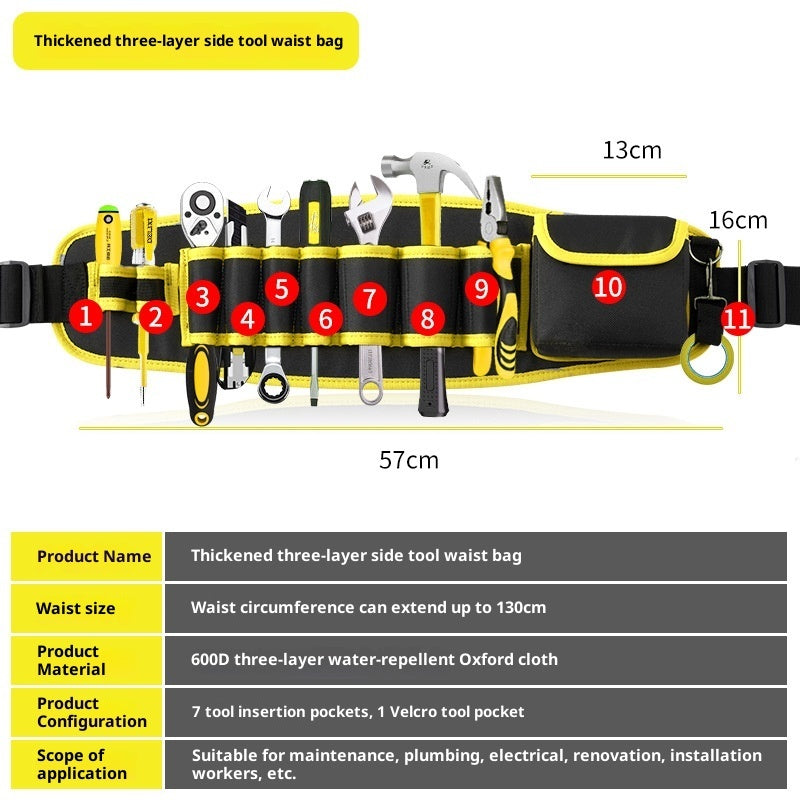 Multifunctional Oxford Cloth Wide Belt Repair High-altitude Work Long Waist Bag