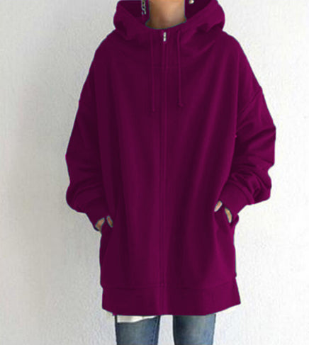 Oversized Women’s Hooded Long Sweatshirt Coat