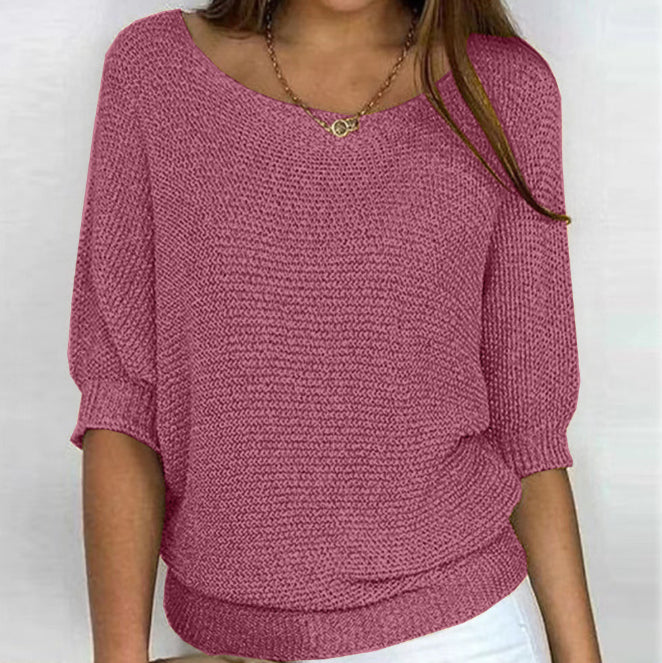Women’s Three-Quarter Sleeve Knitted Pullover
