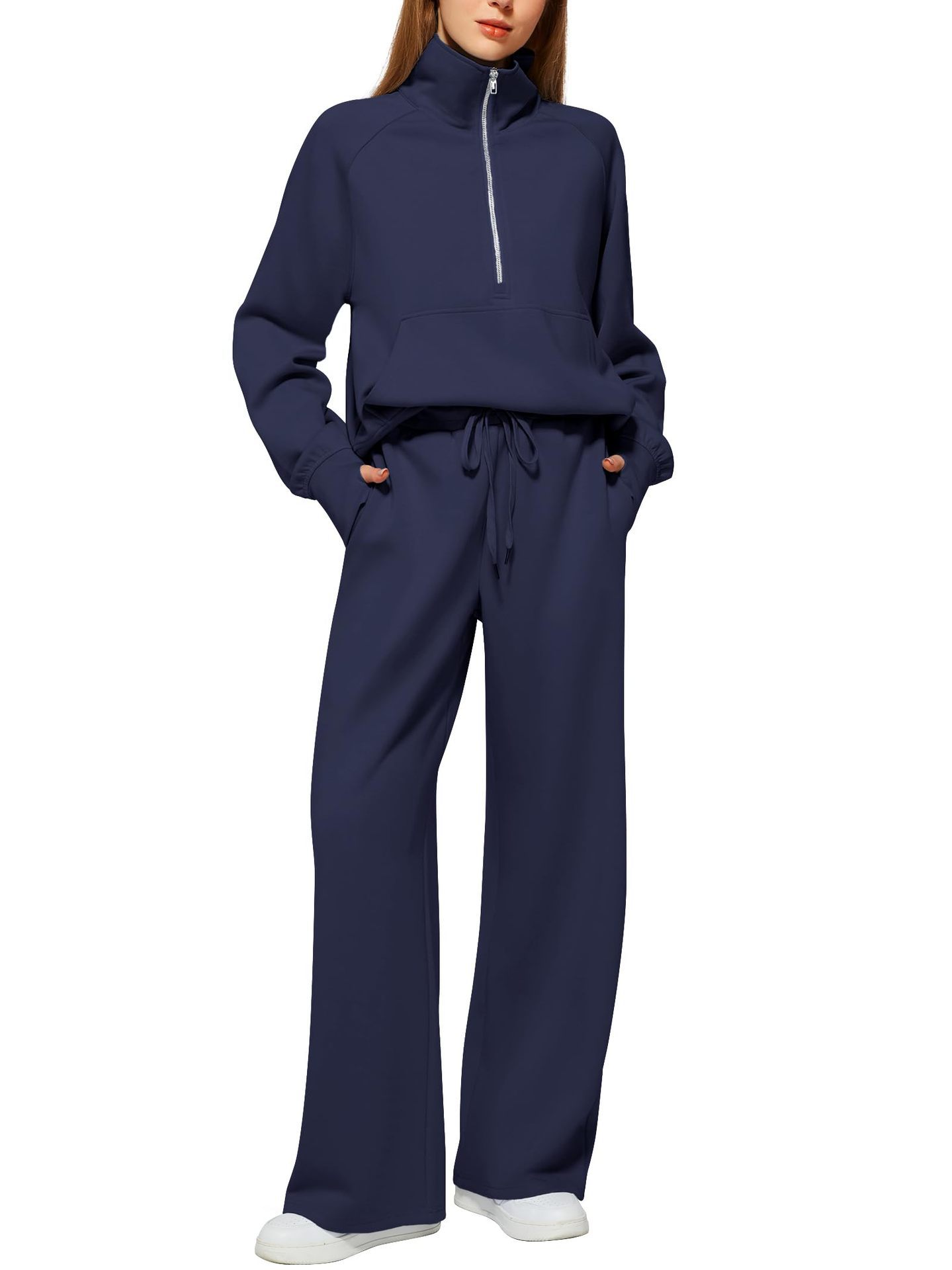 Women’s Half-Zip Sweatshirt & Wide-Leg Pants Set