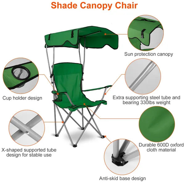 Foldable Beach Canopy Chair – Shade, Comfort