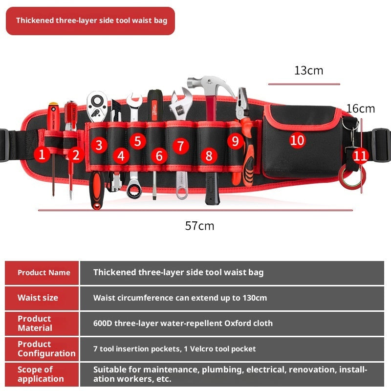 Multifunctional Oxford Cloth Wide Belt Repair High-altitude Work Long Waist Bag