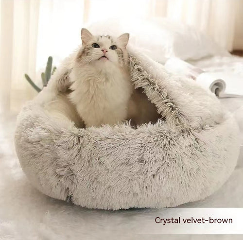 2-in-1 Plush Pet Bed for Dogs & Cats