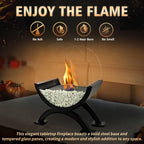 Round Glass Large Tabletop Fireplace – 12.5" H