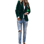 Velvet Lapel Casual Suit Jacket for Women