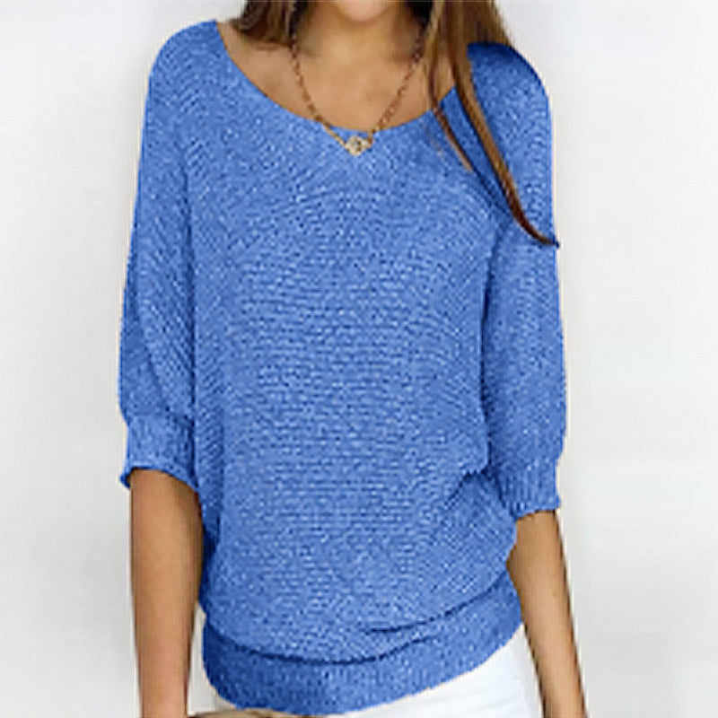 Women’s Three-Quarter Sleeve Knitted Pullover