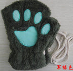 Winter Lovely Half-Cover Paw Cat Claw Gloves