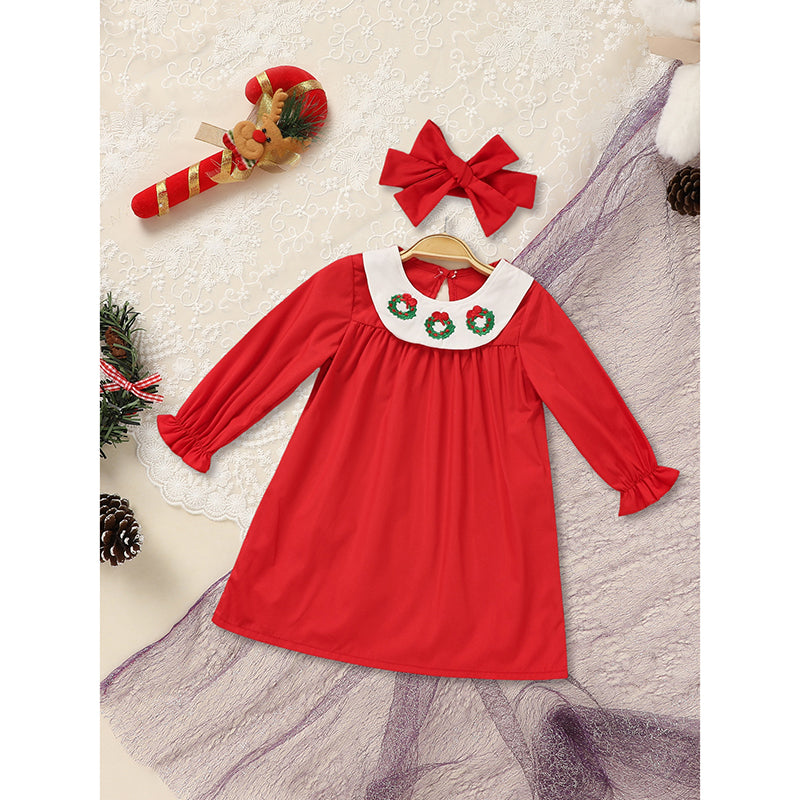 Toddler Girls Christmas Dress with Wreath