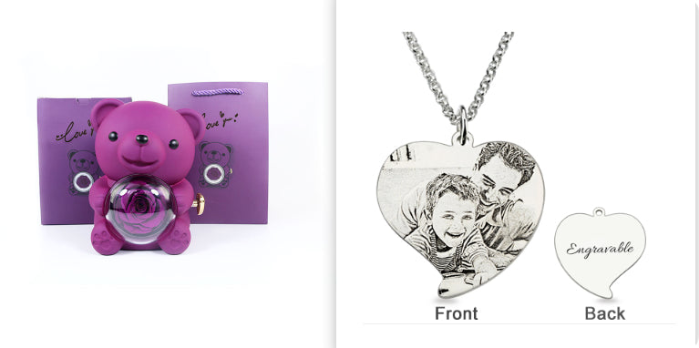 Rotating Bear Eternal Rose Jewelry Box