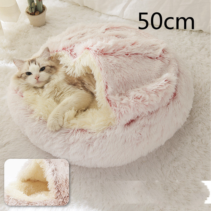 2-in-1 Plush Pet Bed for Dogs & Cats